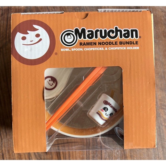 Maruchan Ramen Noodle Ceramic Bowl With Wooden Chopsticks NEW - Picture 1 of 5